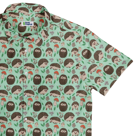 Hedge Hog Garden Adventures Button Up Shirt Geek Nerd adult sizing animal patterns botany print