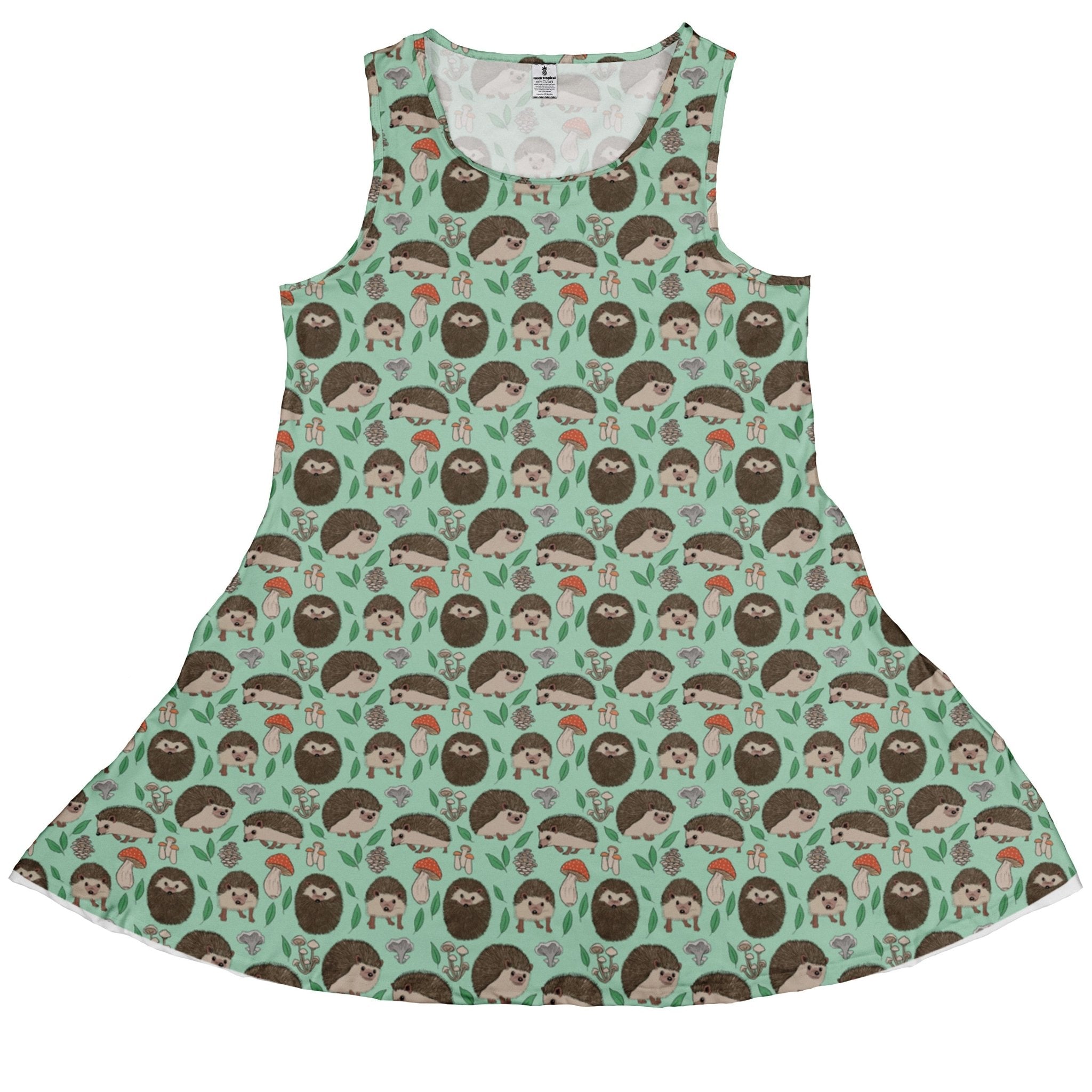 Hedge Hog Garden Adventures Dress Geek Nerd animal patterns botany print Design by Julie Kitzes