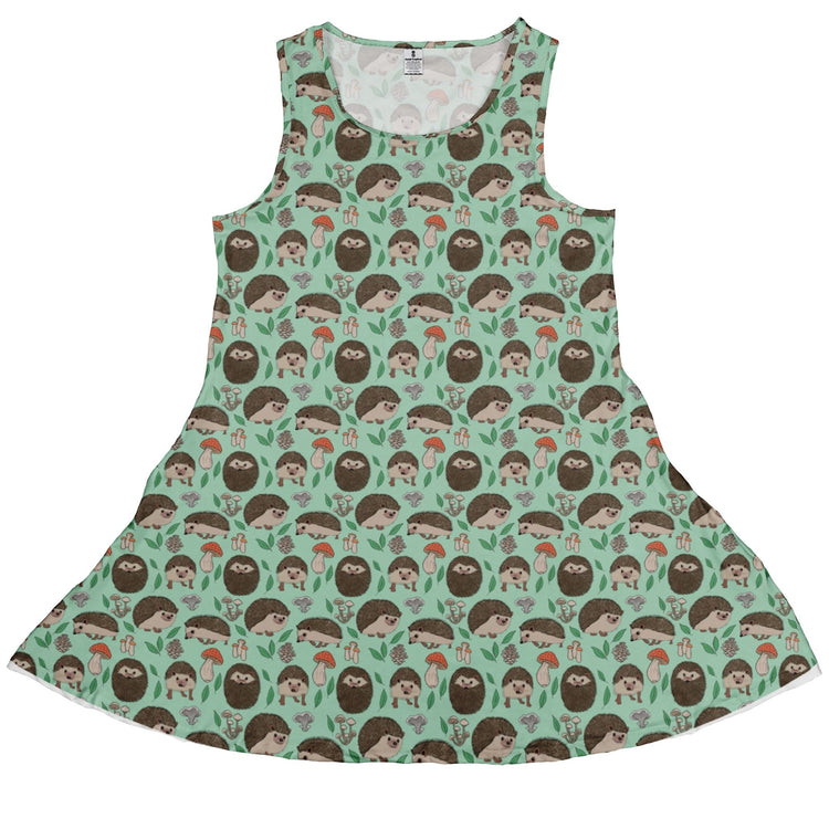 Hedge Hog Garden Adventures Dress Geek Nerd animal patterns botany print Design by Julie Kitzes
