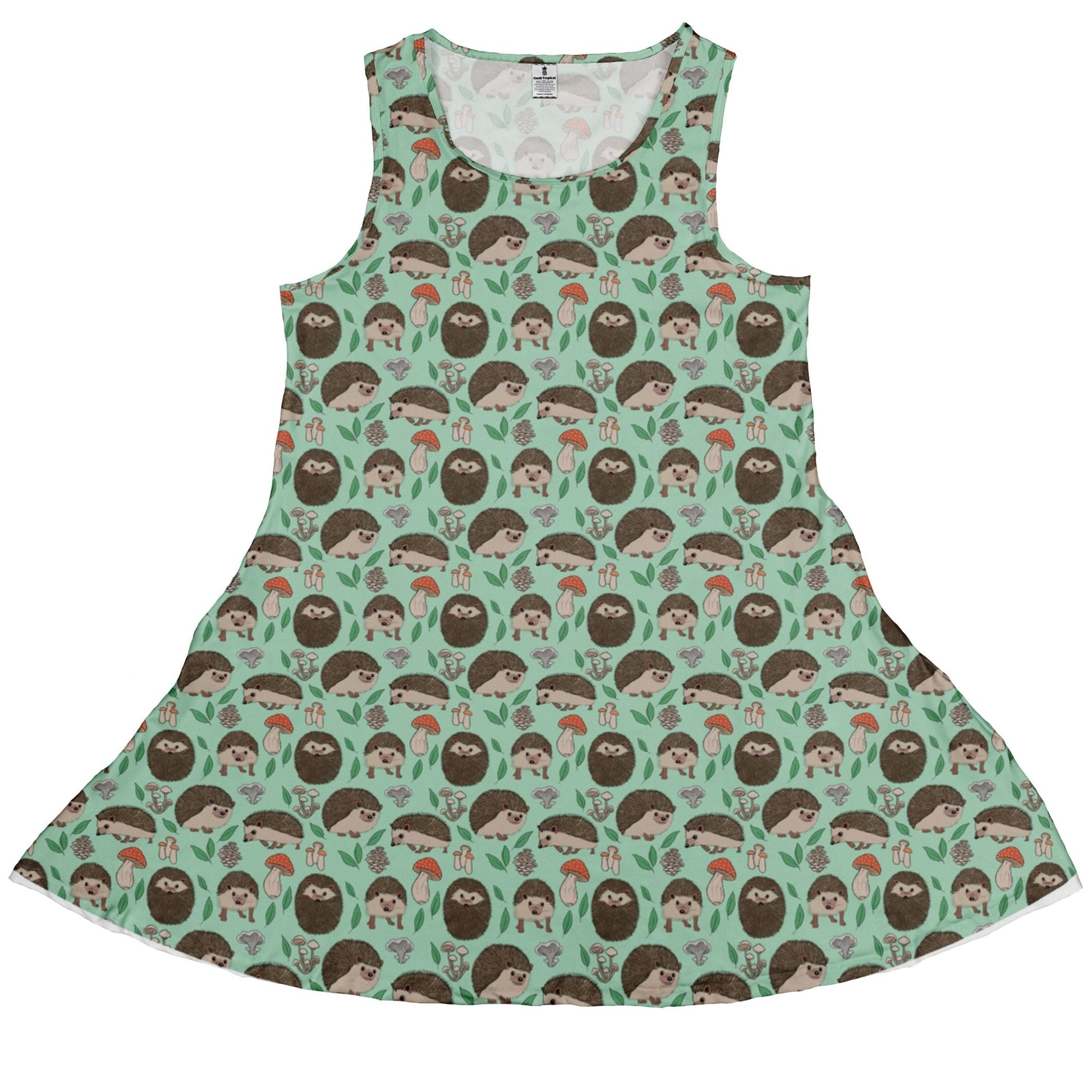 Hedge Hog Garden Adventures Dress Geek Nerd animal patterns botany print Design by Julie Kitzes