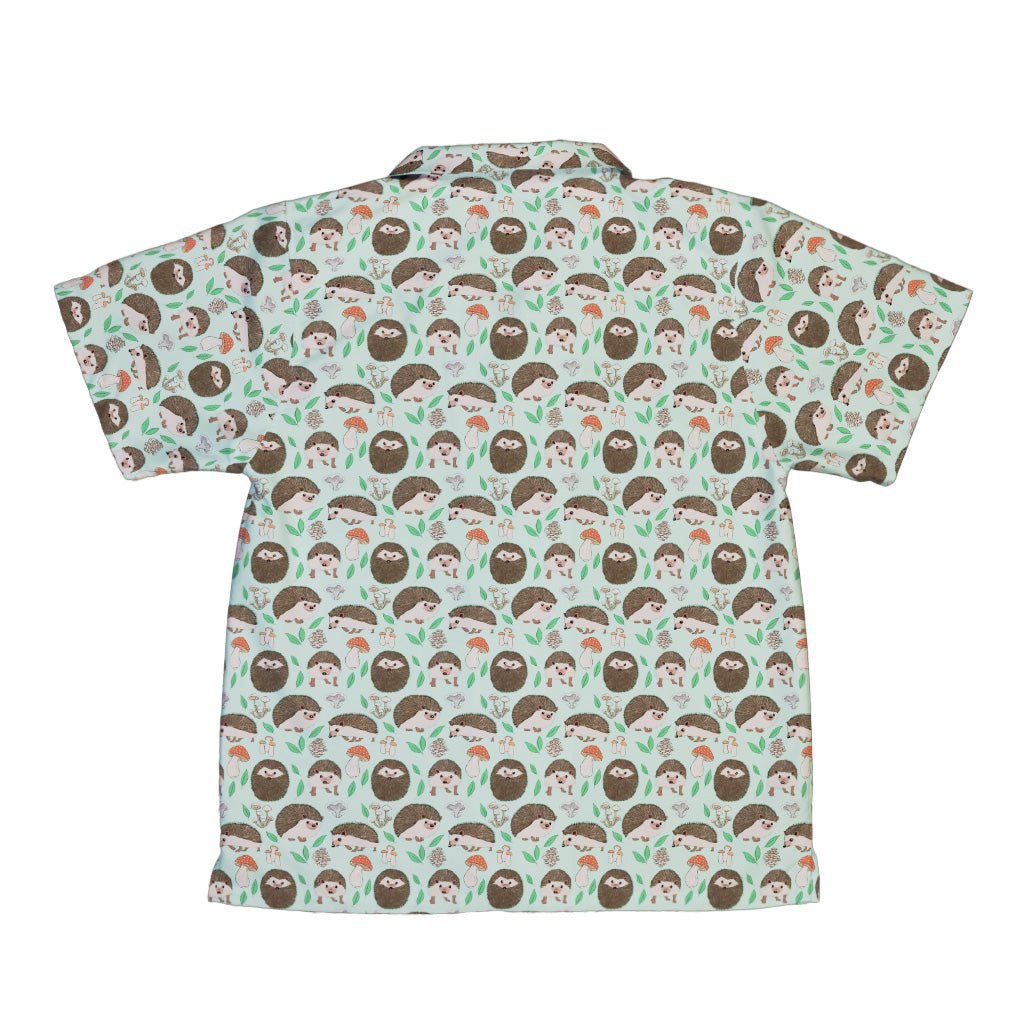 Hedge Hog Garden Adventures Youth Hawaiian Shirt Geek Nerd animal patterns botany print Design by Julie Kitzes