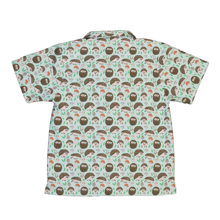 Hedge Hog Garden Adventures Youth Hawaiian Shirt Geek Nerd animal patterns botany print Design by Julie Kitzes