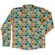 Hexagon Tile Board Game Long Sleeve Button Up Shirt Geek Nerd adult sizing board game print Designs by Nathan