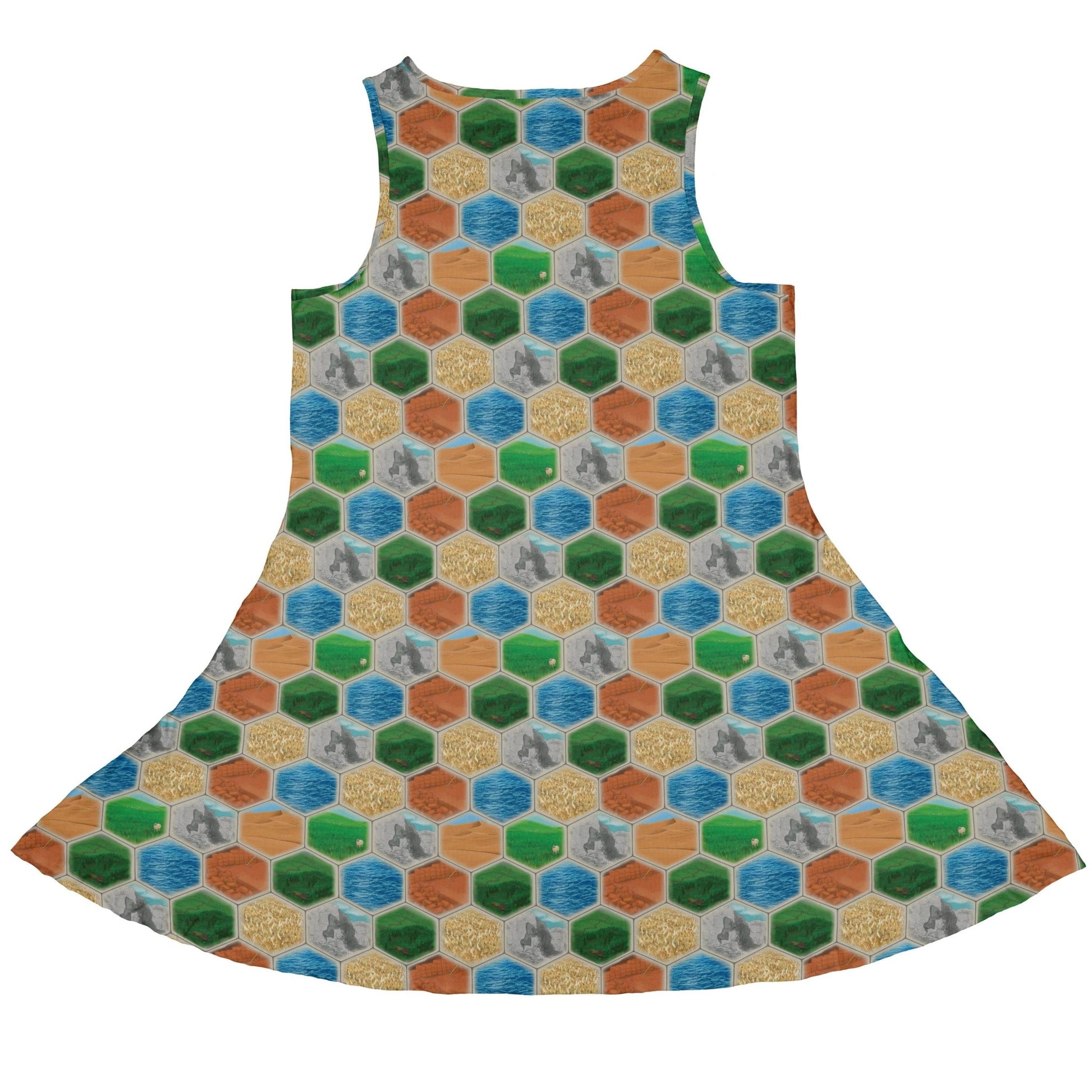 Hexagon Tile Board Game Dress Geek Nerd board game print Designs by Nathan lx - C