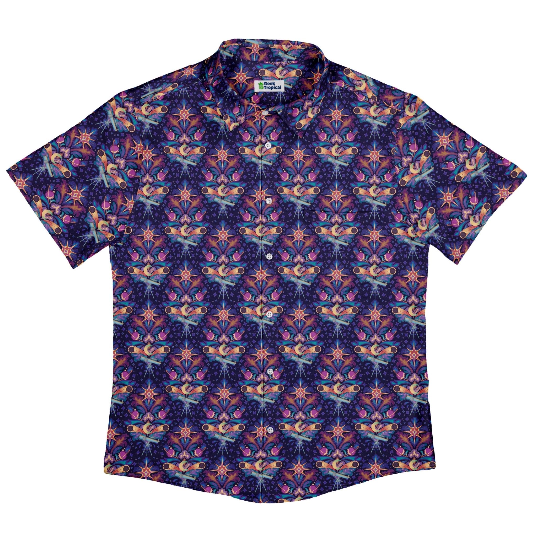 Hidden Astronomy Button Up Shirt Geek Nerd adult sizing Design by Brigid Ashwood outer space & astronaut print