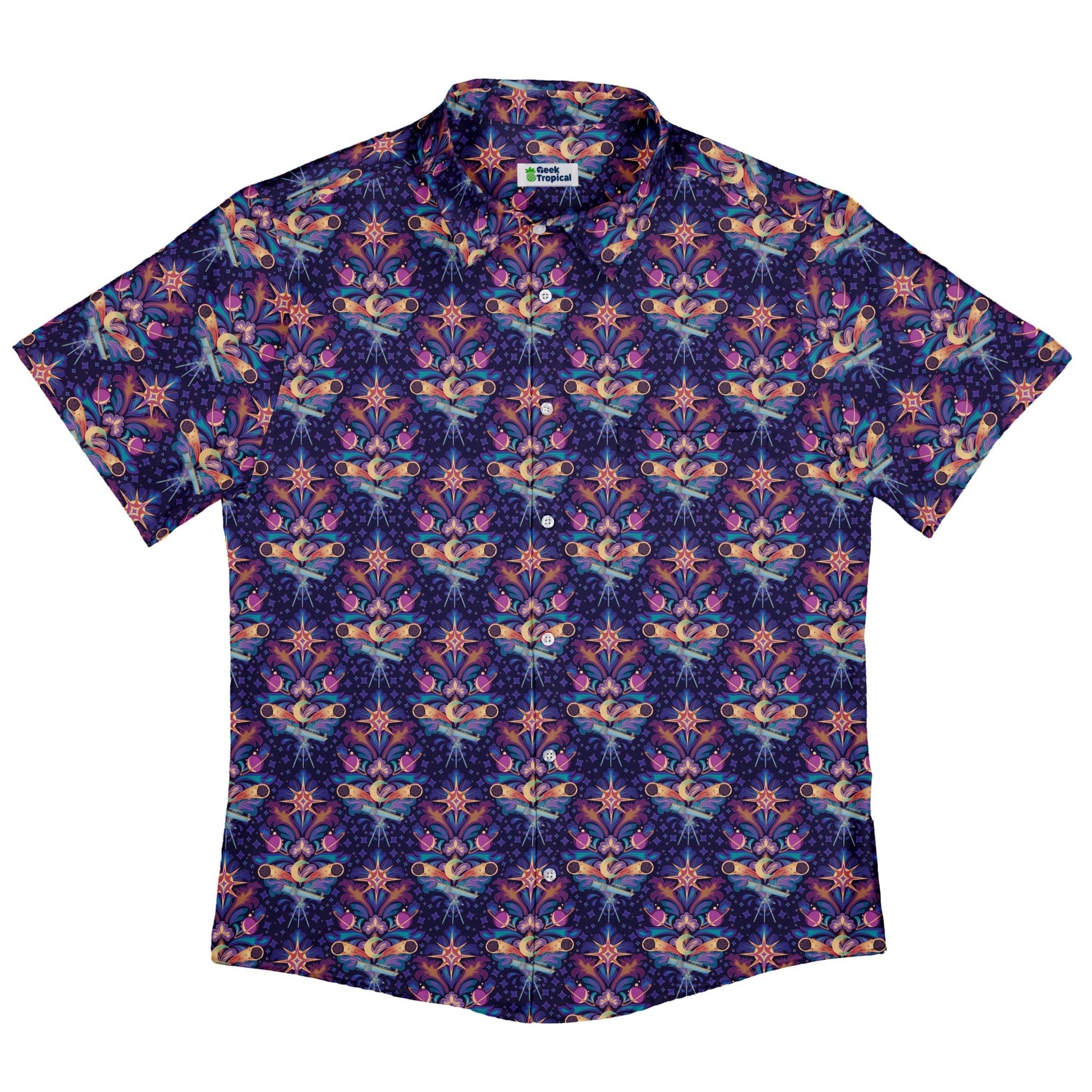 Hidden Astronomy Button Up Shirt Geek Nerd adult sizing Design by Brigid Ashwood outer space & astronaut print