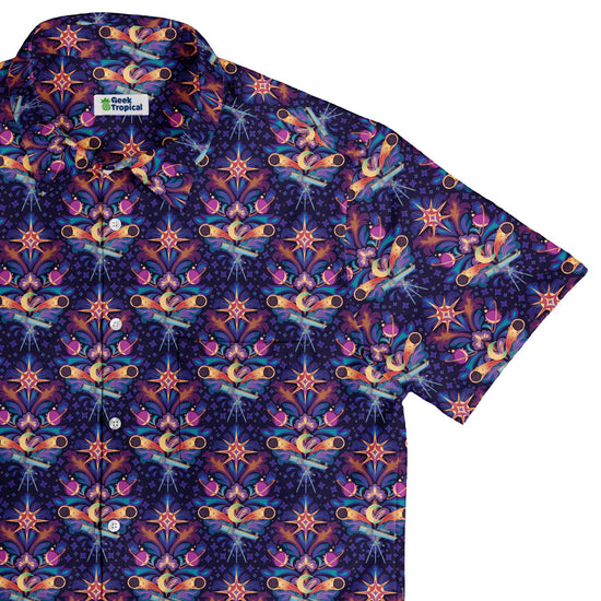 Hidden Astronomy Button Up Shirt Geek Nerd adult sizing Design by Brigid Ashwood outer space & astronaut print