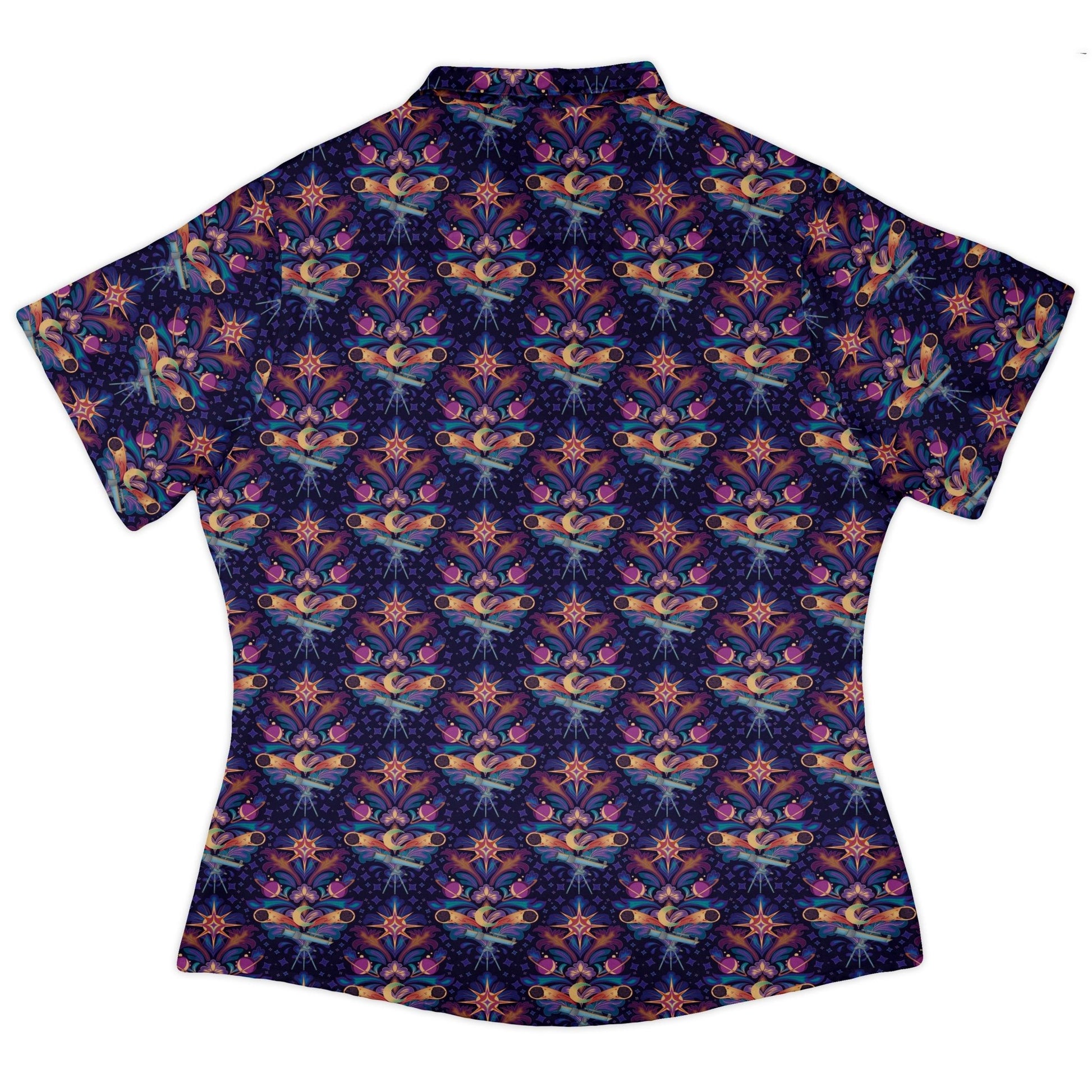 Hidden Astronomy Curvy Button Up Shirt Geek Nerd Design by Brigid Ashwood outer space & astronaut print q225