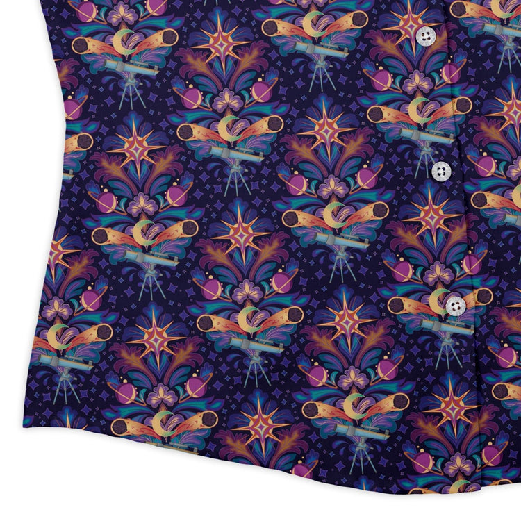Hidden Astronomy Curvy Button Up Shirt Geek Nerd Design by Brigid Ashwood outer space & astronaut print q225
