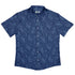 Hidden Garden Cats Blue Button Up Shirt Flat Front