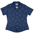 Hidden Garden Cats Blue Curvy Button Up Shirt womens front
