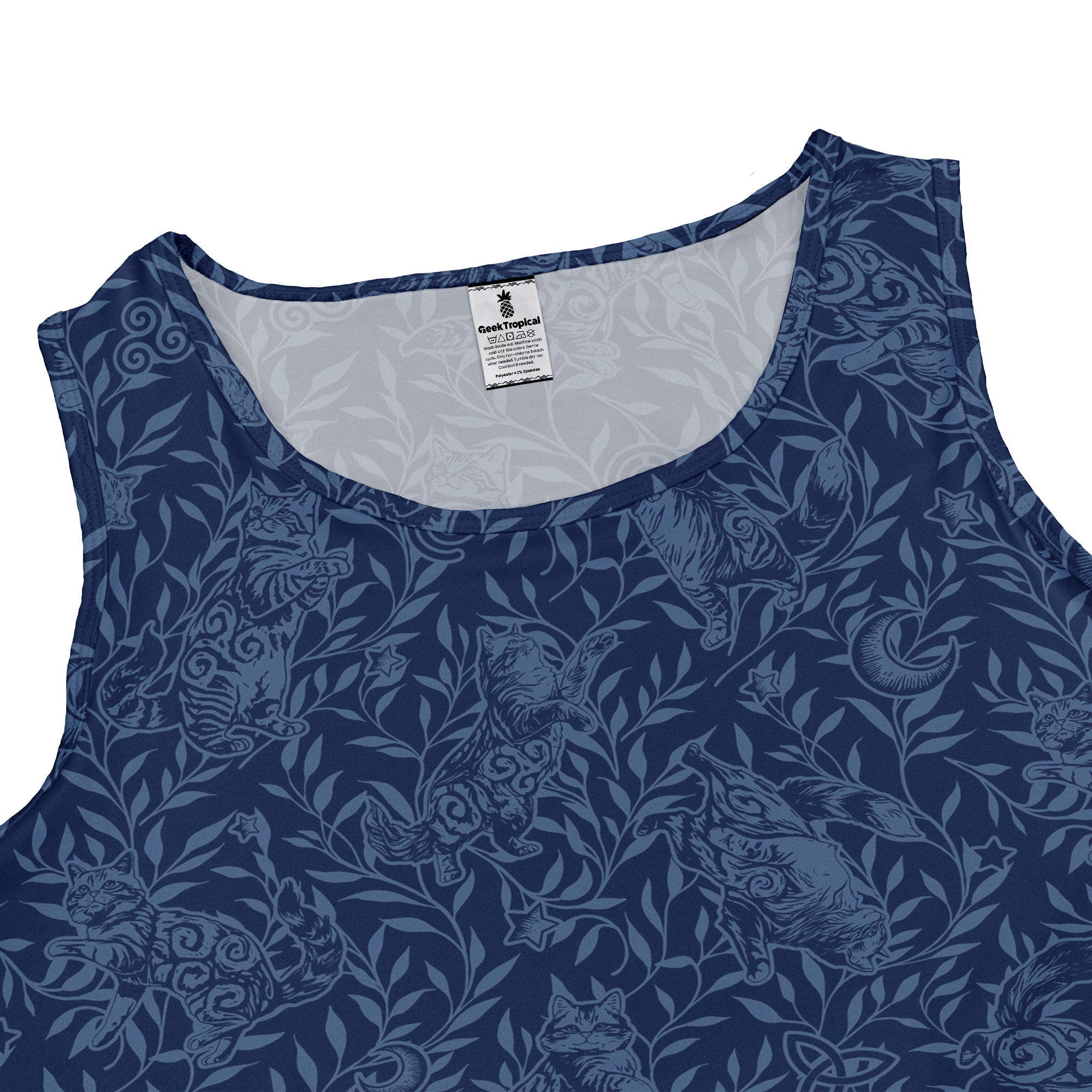 Hidden Garden Cats Blue Sleeveless Dress 2