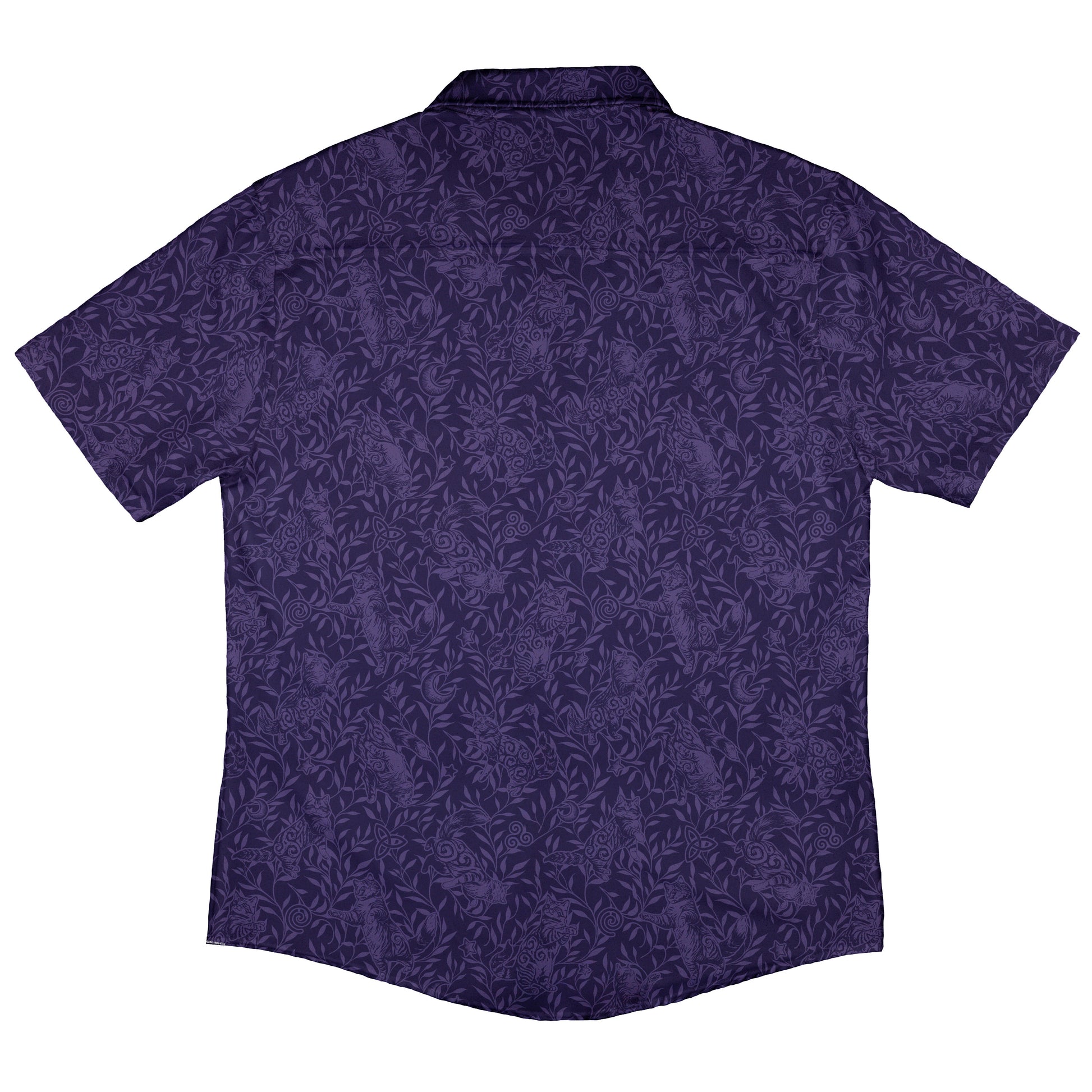 Hidden Garden Cats Lilac Button Up Shirt Back