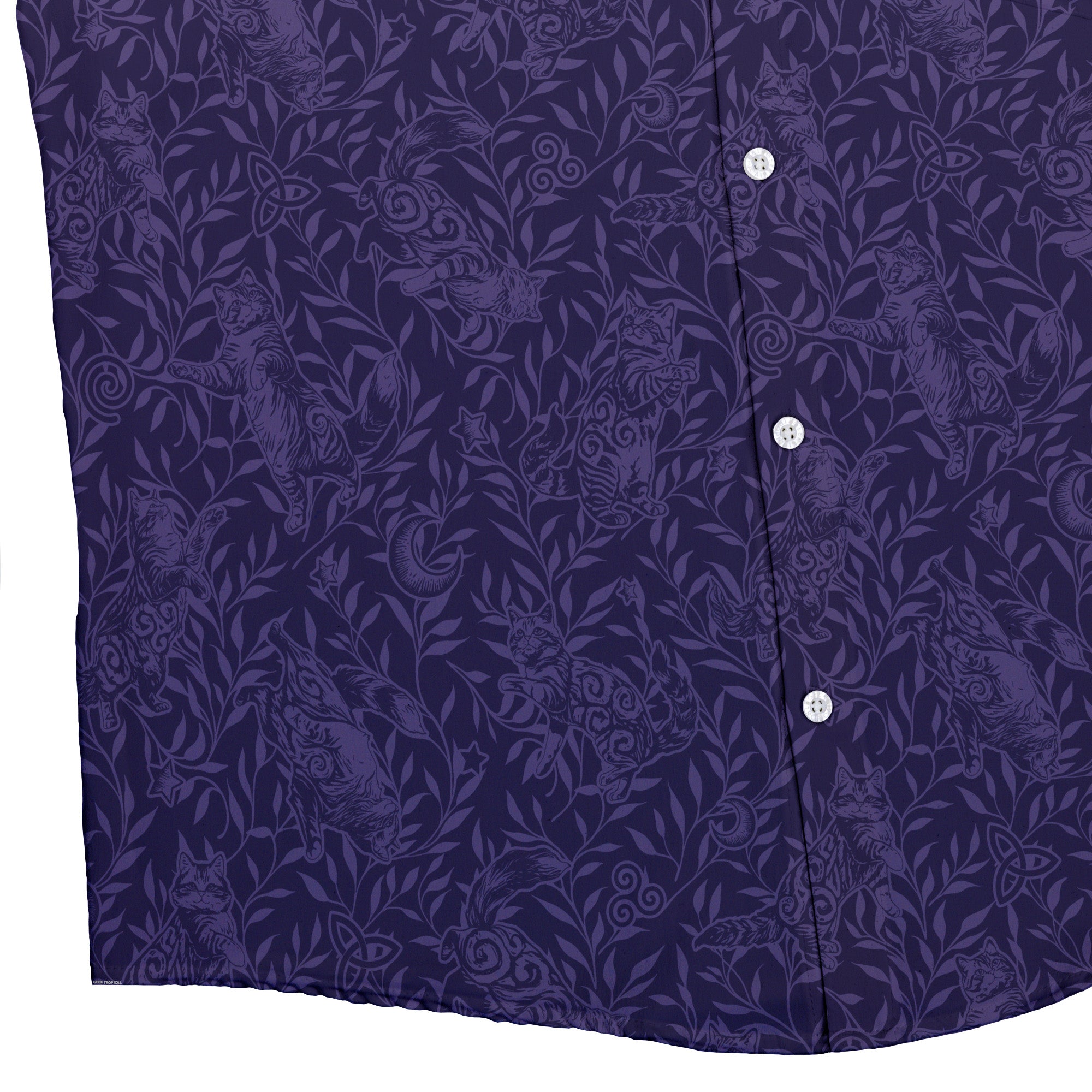Hidden Garden Cats Lilac Button Up Shirt 2