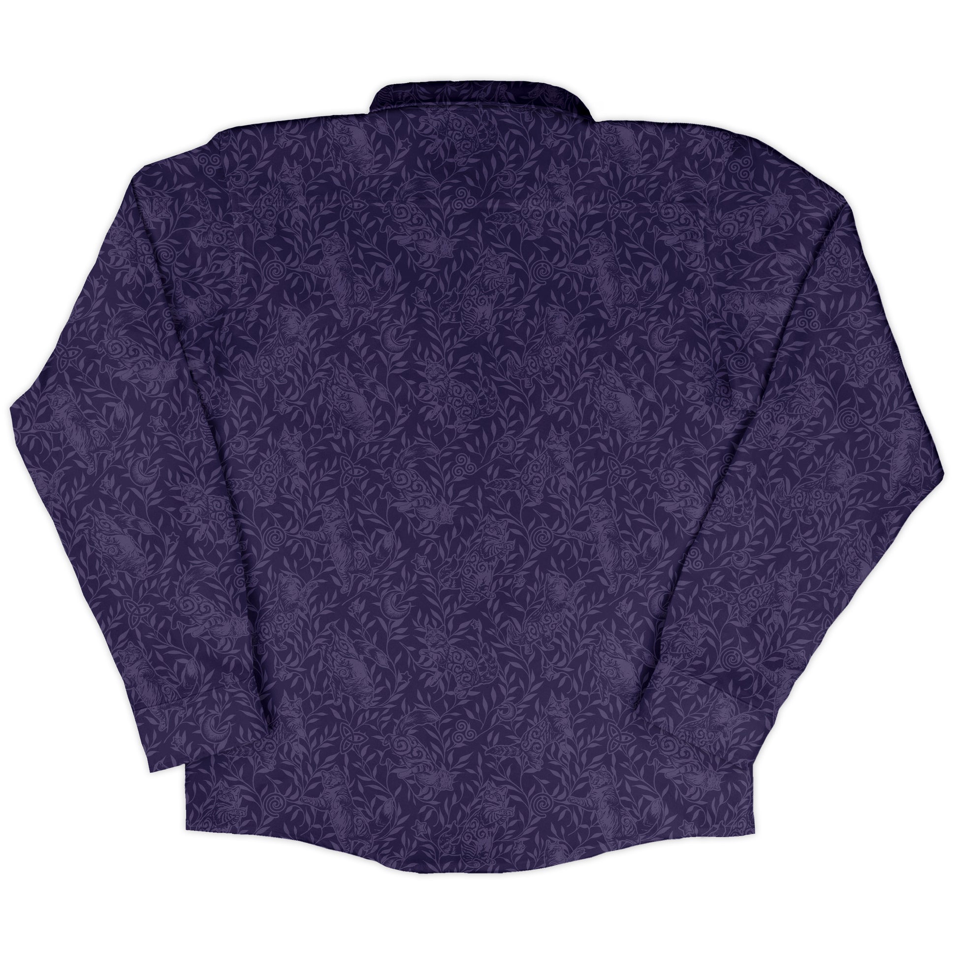 Hidden Garden Cats Lilac Long Sleeve Button Up Shirt back
