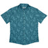 Hidden Garden Cats Teal Button Up Shirt Flat Front
