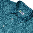 Hidden Garden Cats Teal Button Up Shirt Neck