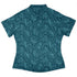 Hidden Garden Cats Teal Curvy Button Up Shirt womens back