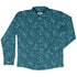 Hidden Garden Cats Teal Long Sleeve Button Up Shirt front