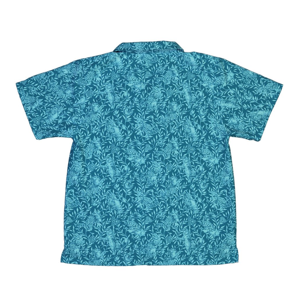 Hidden Garden Cats Teal Youth Hawaiian Shirt 2