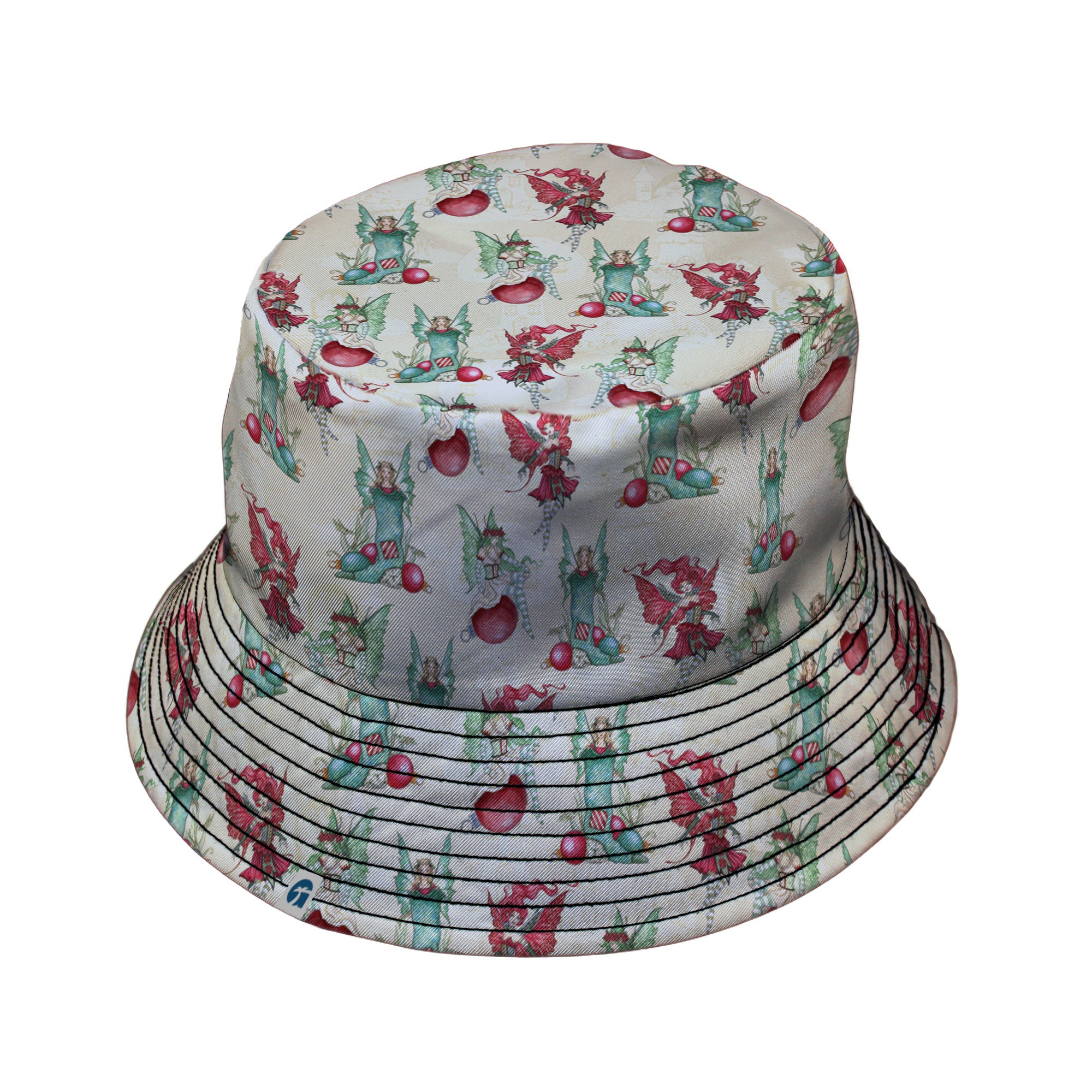 Holly Jolly Fairy Bucket Hat Black Stitching