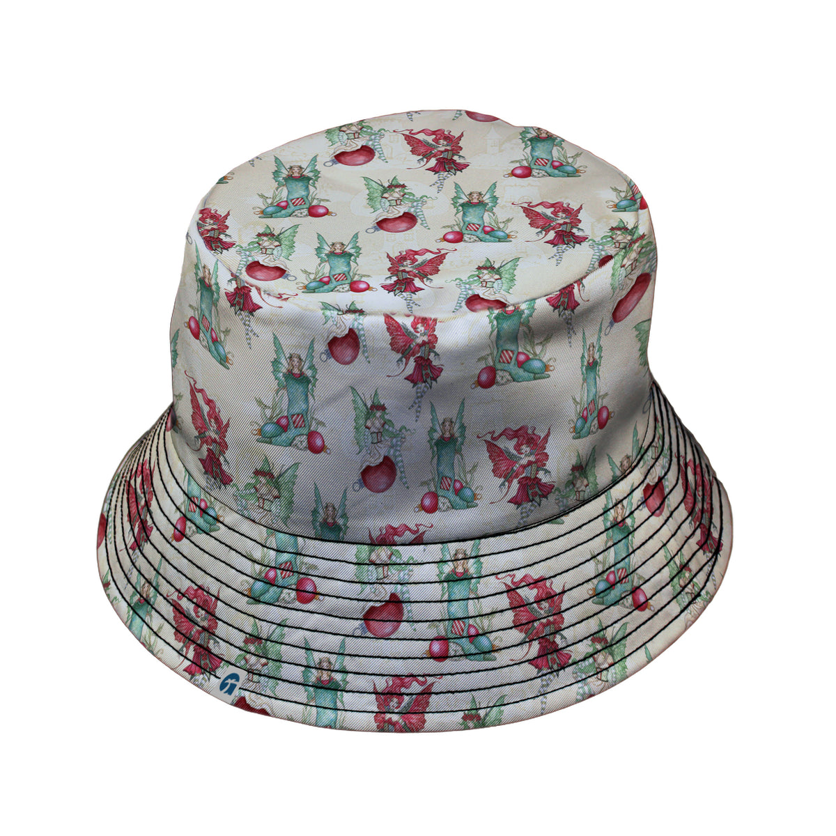 Holly Jolly Fairy Bucket Hat Black Stitching