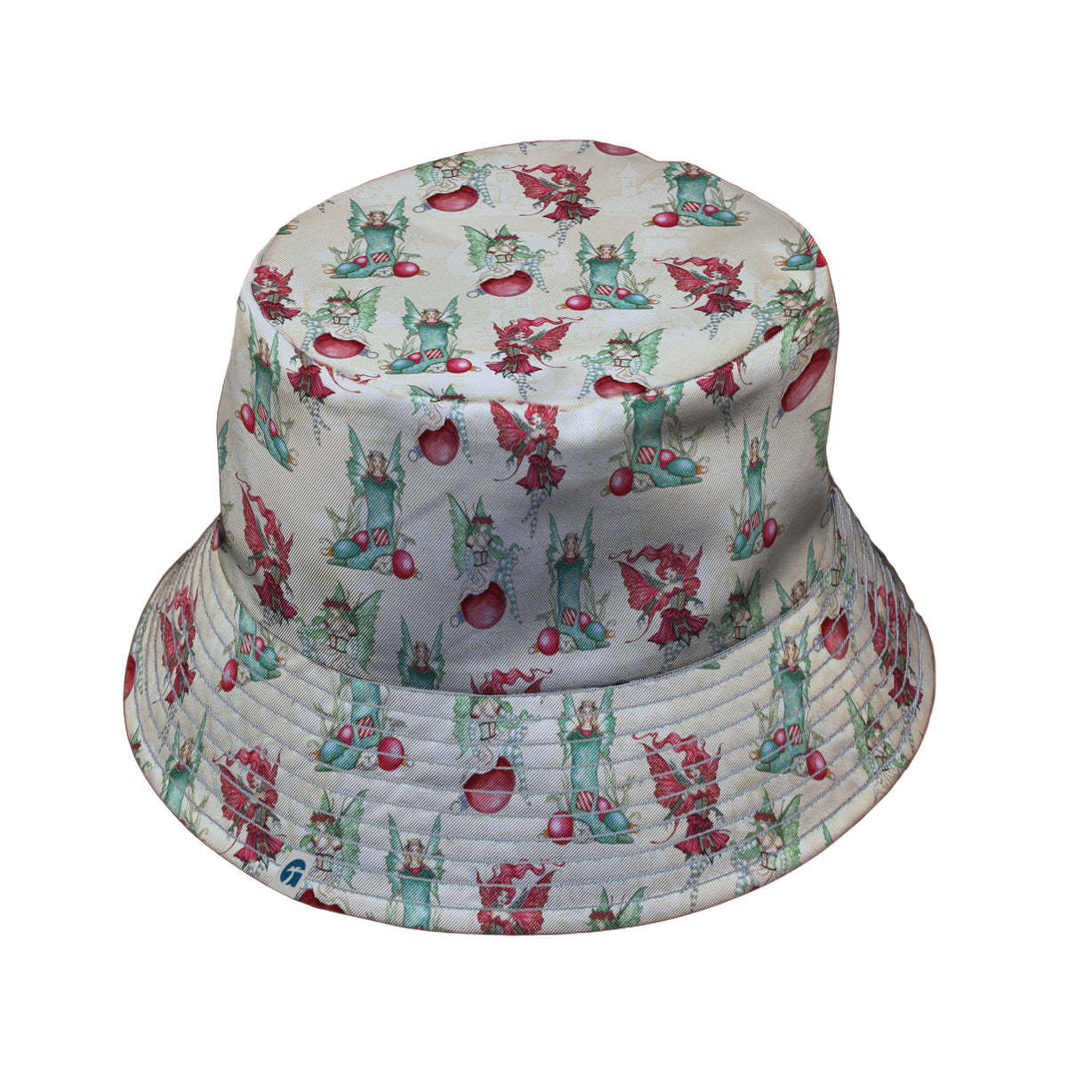 Holly Jolly Fairy Bucket Hat Gray Stitching