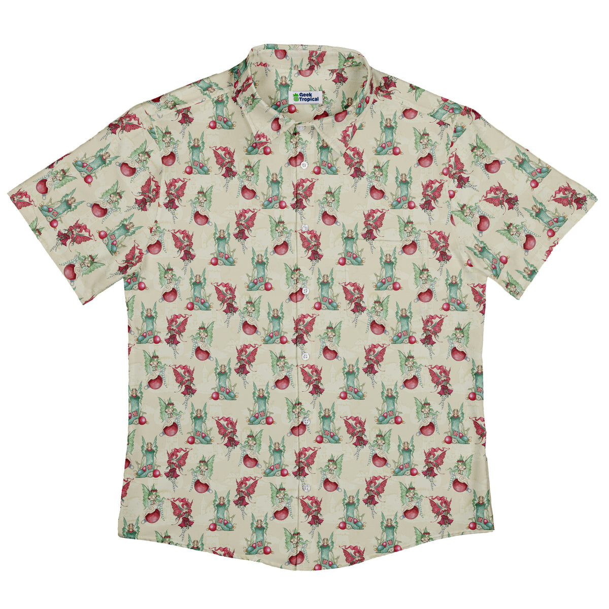 Holly Jolly Fairy Button Up Shirt Flat Front