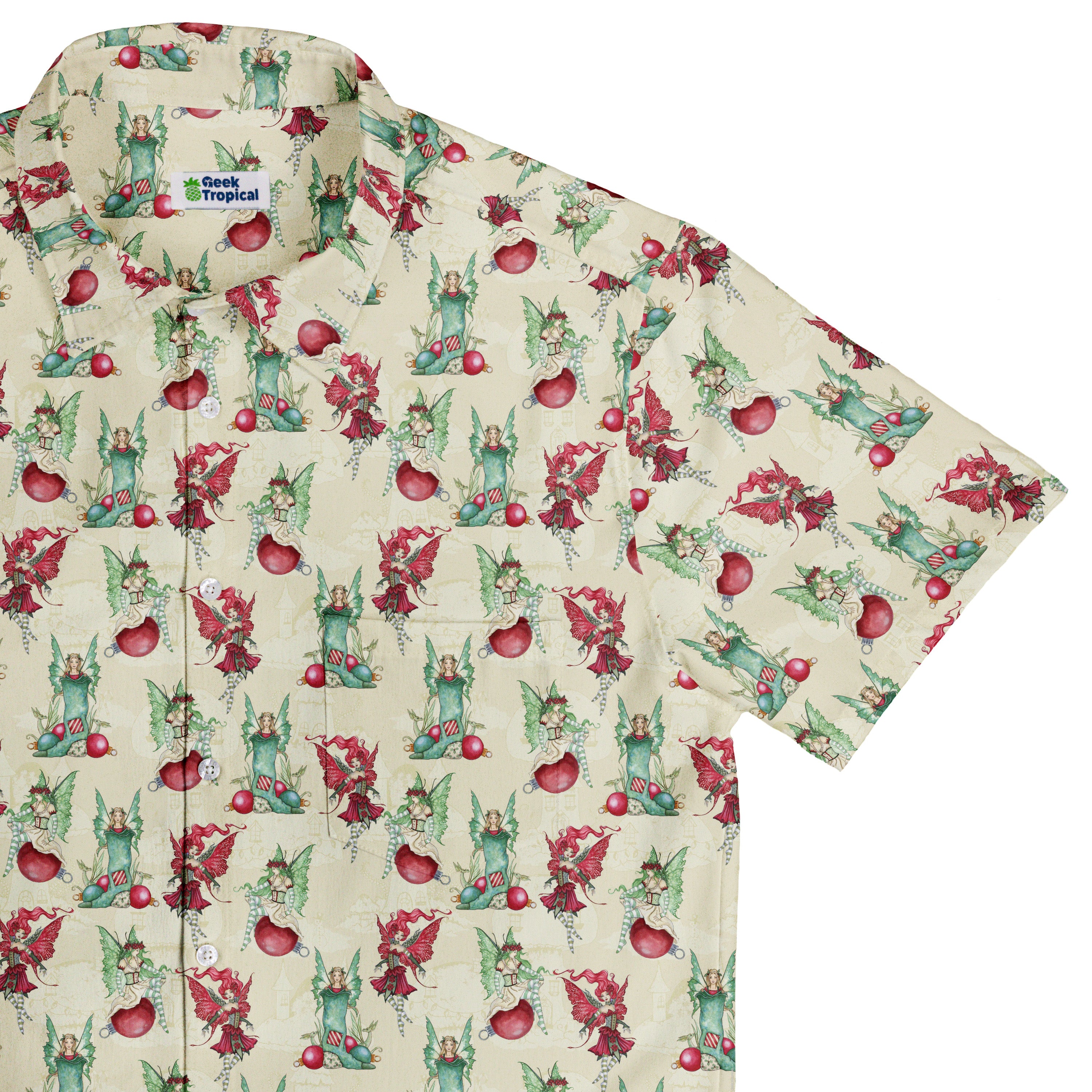 Holly Jolly Fairy Button Up Shirt Top Corner