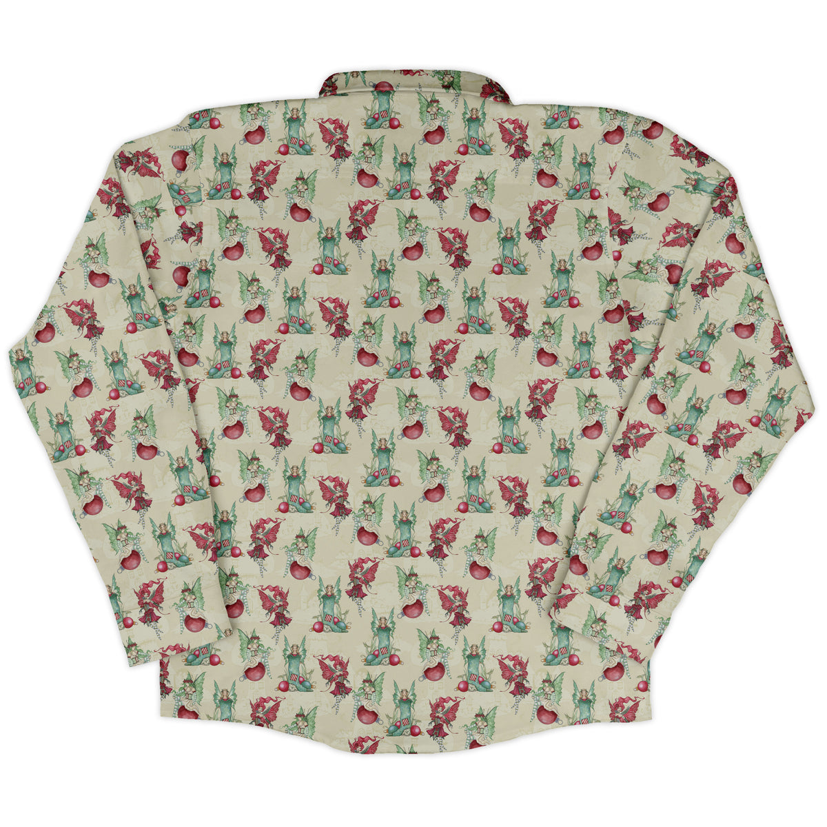 Holly Jolly Fairy Long Sleeve Button Up Shirt back
