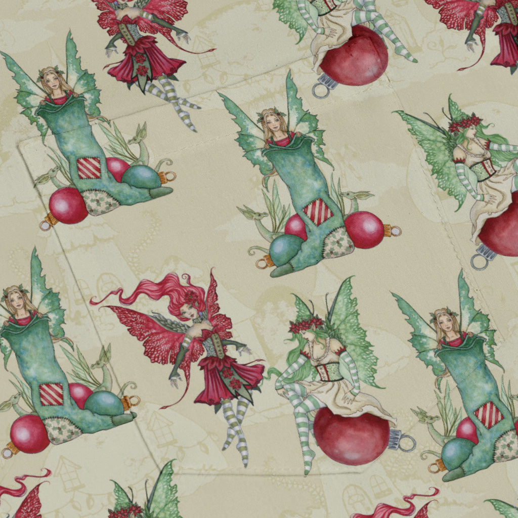 Holly Jolly Fairy Long Sleeve Button Up Shirt pocket
