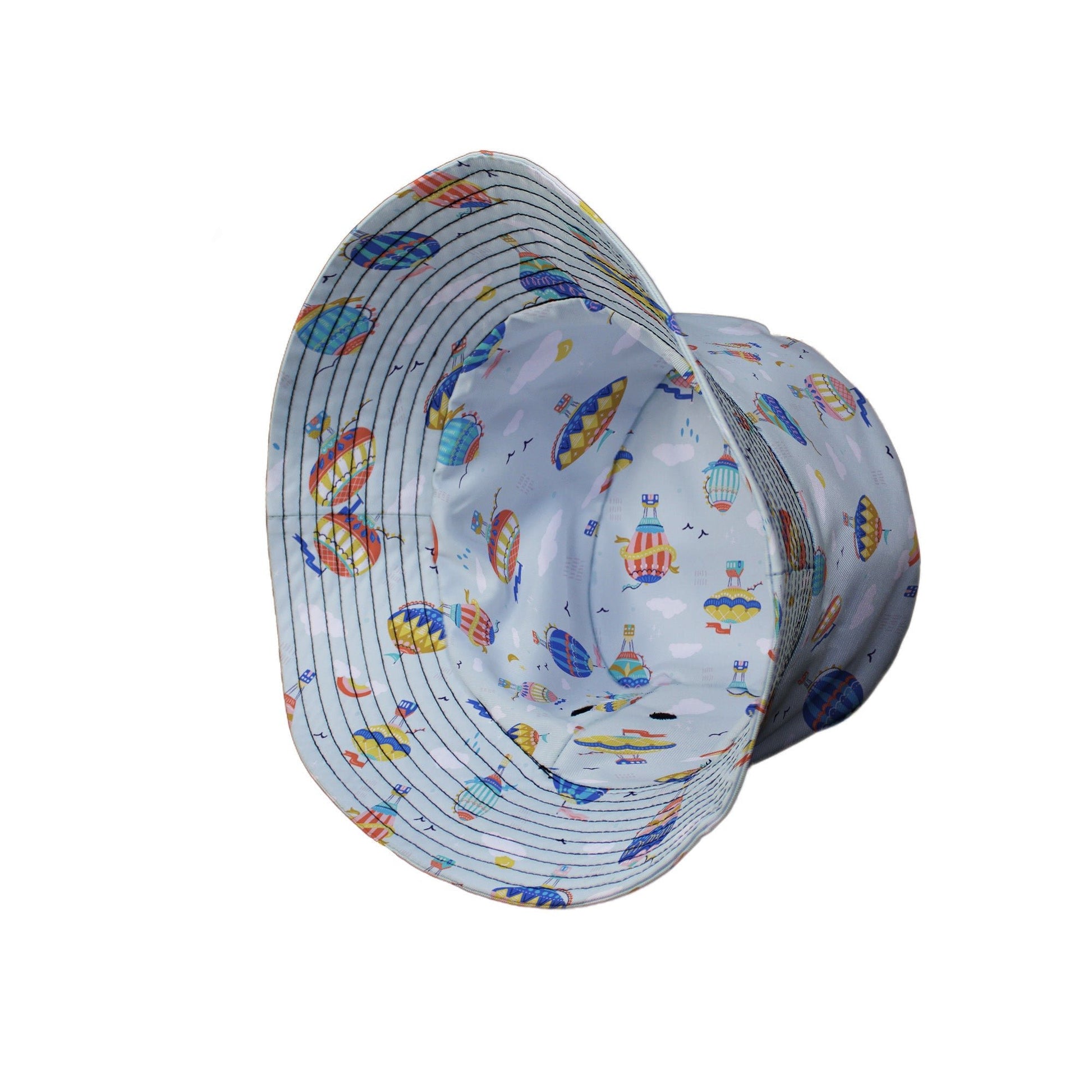 Hot Air Balloon Sky Bucket Hat Geek Nerd Design by Zirkus Design lx - B outer space & astronaut print