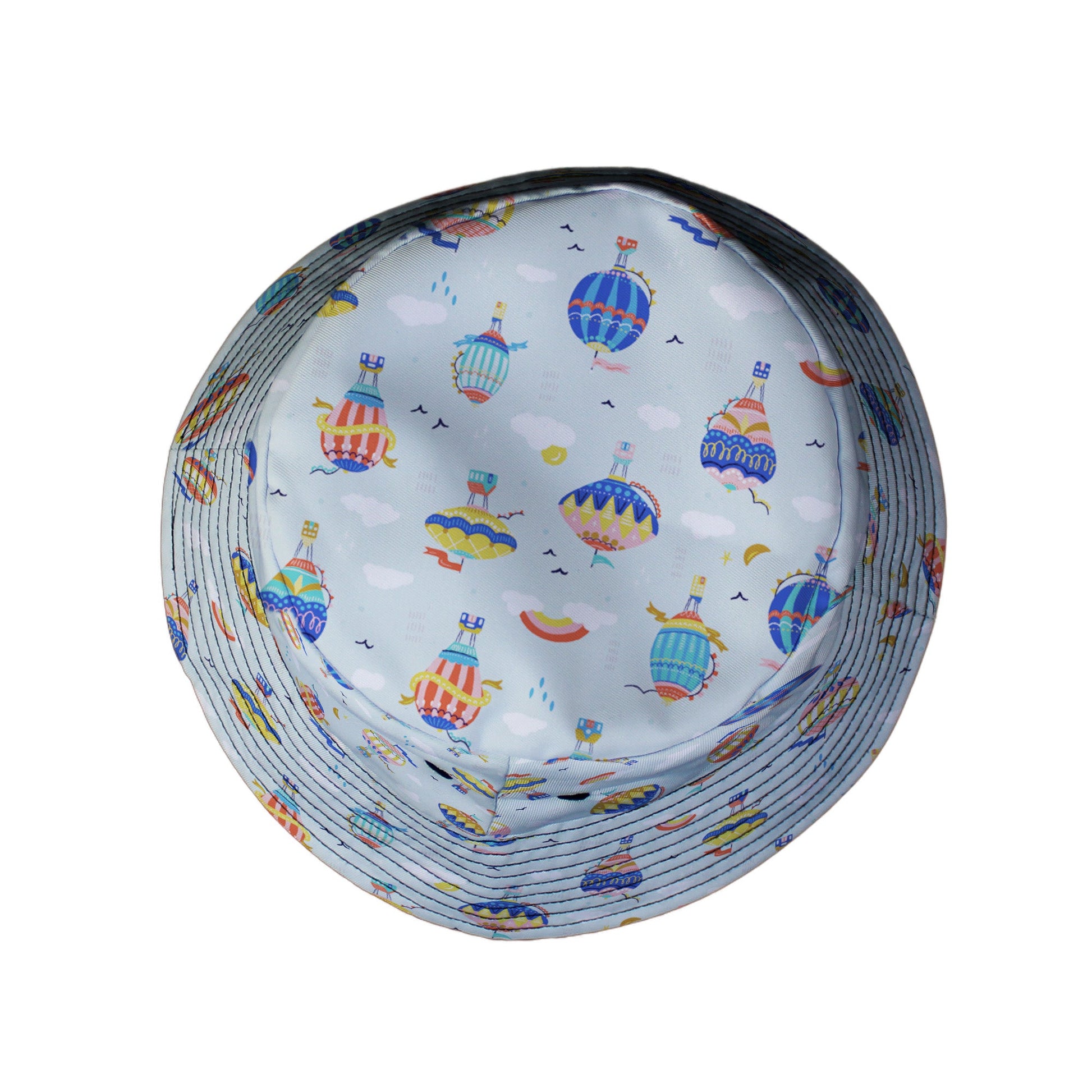Hot Air Balloon Sky Bucket Hat Geek Nerd Design by Zirkus Design lx - B outer space & astronaut print