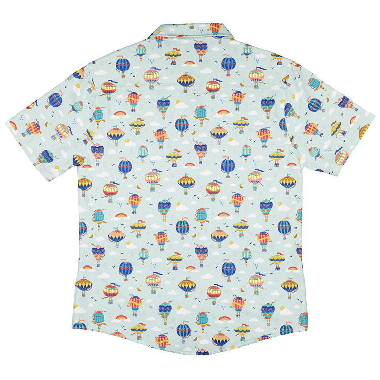 Hot Air Balloon Sky Button Up Shirt Geek Nerd adult sizing Design by Zirkus Design outer space & astronaut print