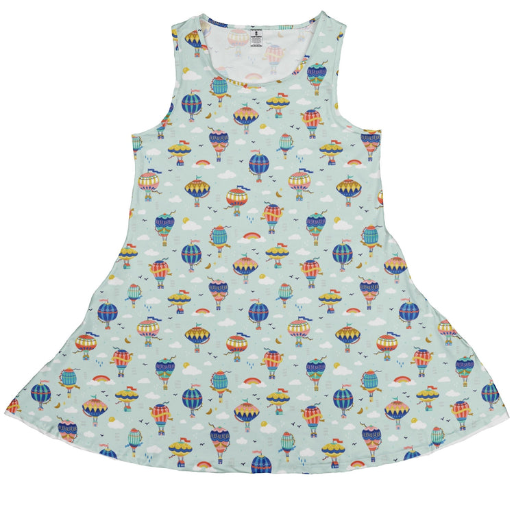Hot Air Balloon Sky Dress Geek Nerd Design by Zirkus Design lx - C outer space & astronaut print