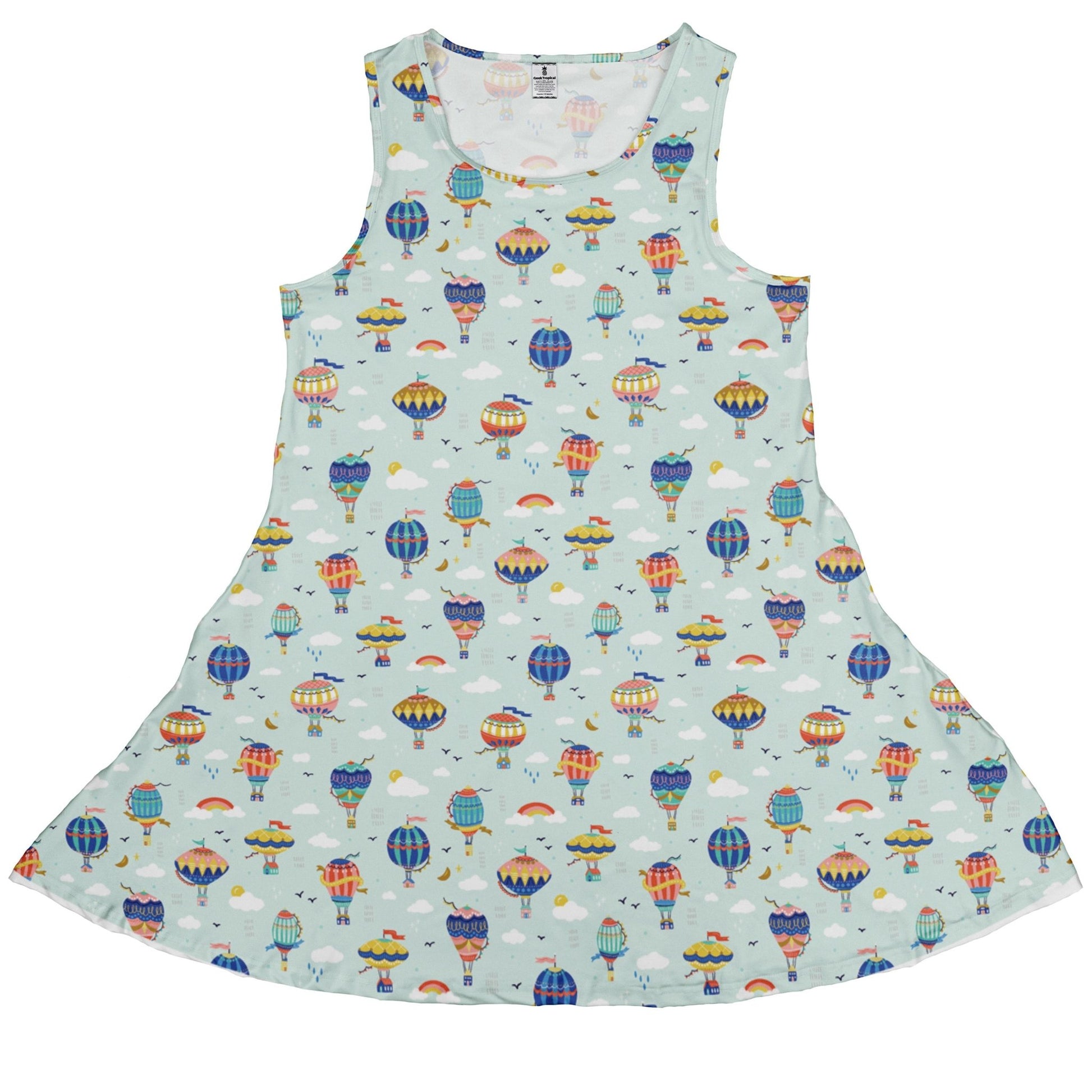 Hot Air Balloon Sky Dress Geek Nerd Design by Zirkus Design lx - C outer space & astronaut print
