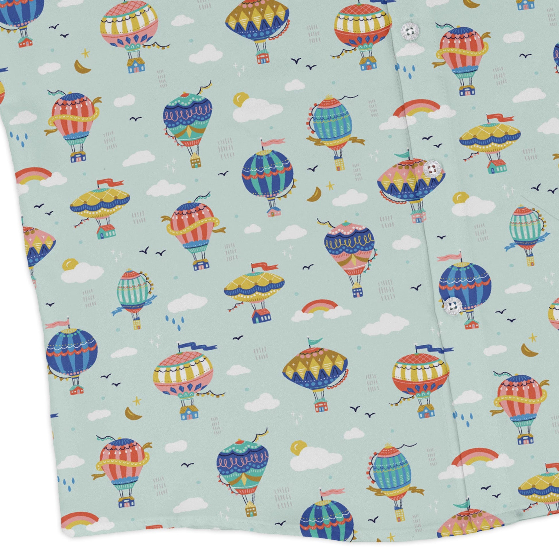 Hot Air Balloon Sky Long Sleeve Button Up Shirt Geek Nerd adult sizing Design by Zirkus Design FLOW DESC WRITING