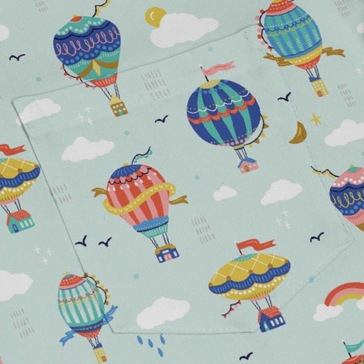 Hot Air Balloon Sky Long Sleeve Button Up Shirt Geek Nerd adult sizing Design by Zirkus Design FLOW DESC WRITING