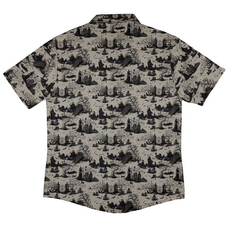 Huanted Graveyard Dark Button Up Shirt Geek Nerd 0925 adult sizing All Adult Button Up Shirts