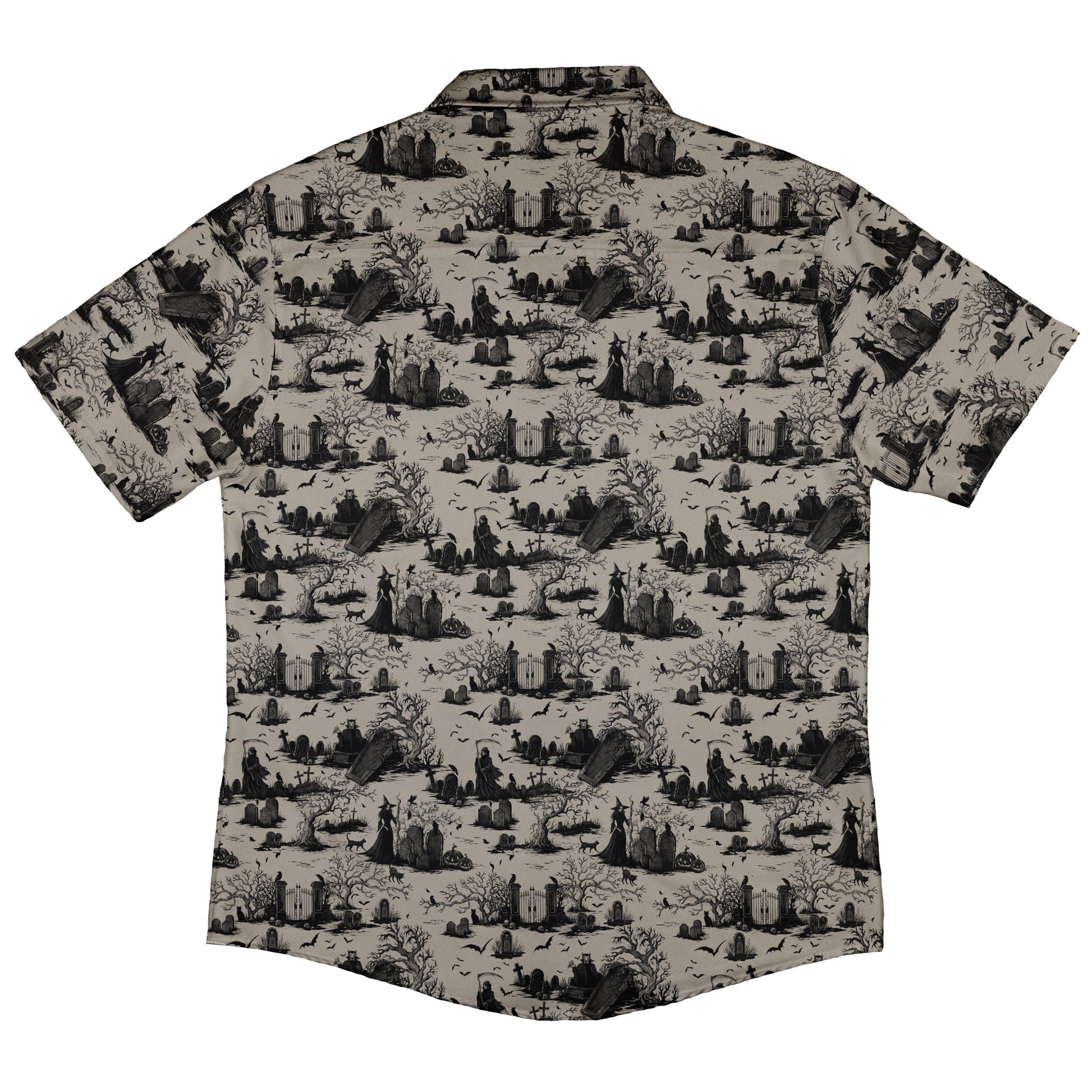 Huanted Graveyard Dark Button Up Shirt Geek Nerd 0925 adult sizing All Adult Button Up Shirts