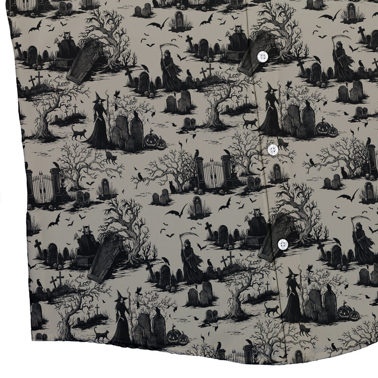 Huanted Graveyard Dark Button Up Shirt Geek Nerd 0925 adult sizing All Adult Button Up Shirts