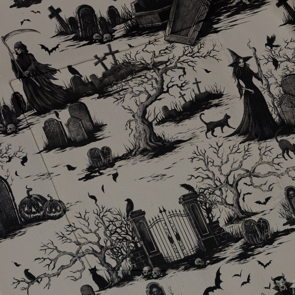 Huanted Graveyard Dark Button Up Shirt Geek Nerd 0925 adult sizing All Adult Button Up Shirts