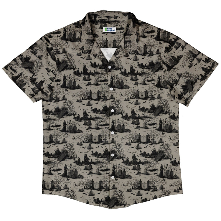 Huanted Graveyard Dark Button Up Shirt Geek Nerd 0925 adult sizing All Adult Button Up Shirts