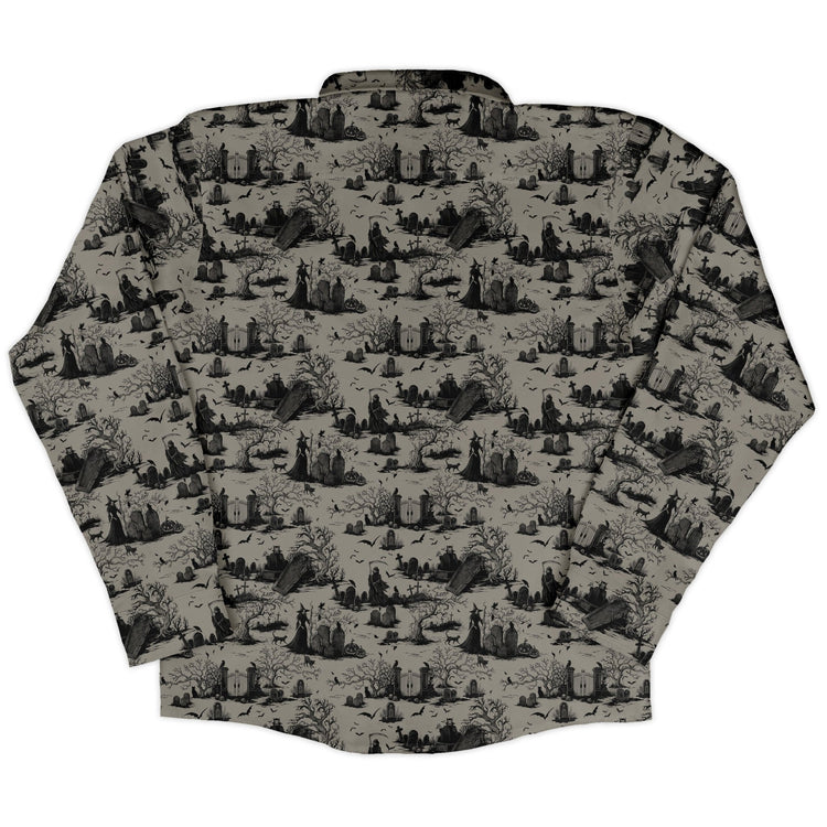 Huanted Graveyard Dark Long Sleeve Button Up Shirt Geek Nerd 0925 adult sizing All Adult Button Up Shirts