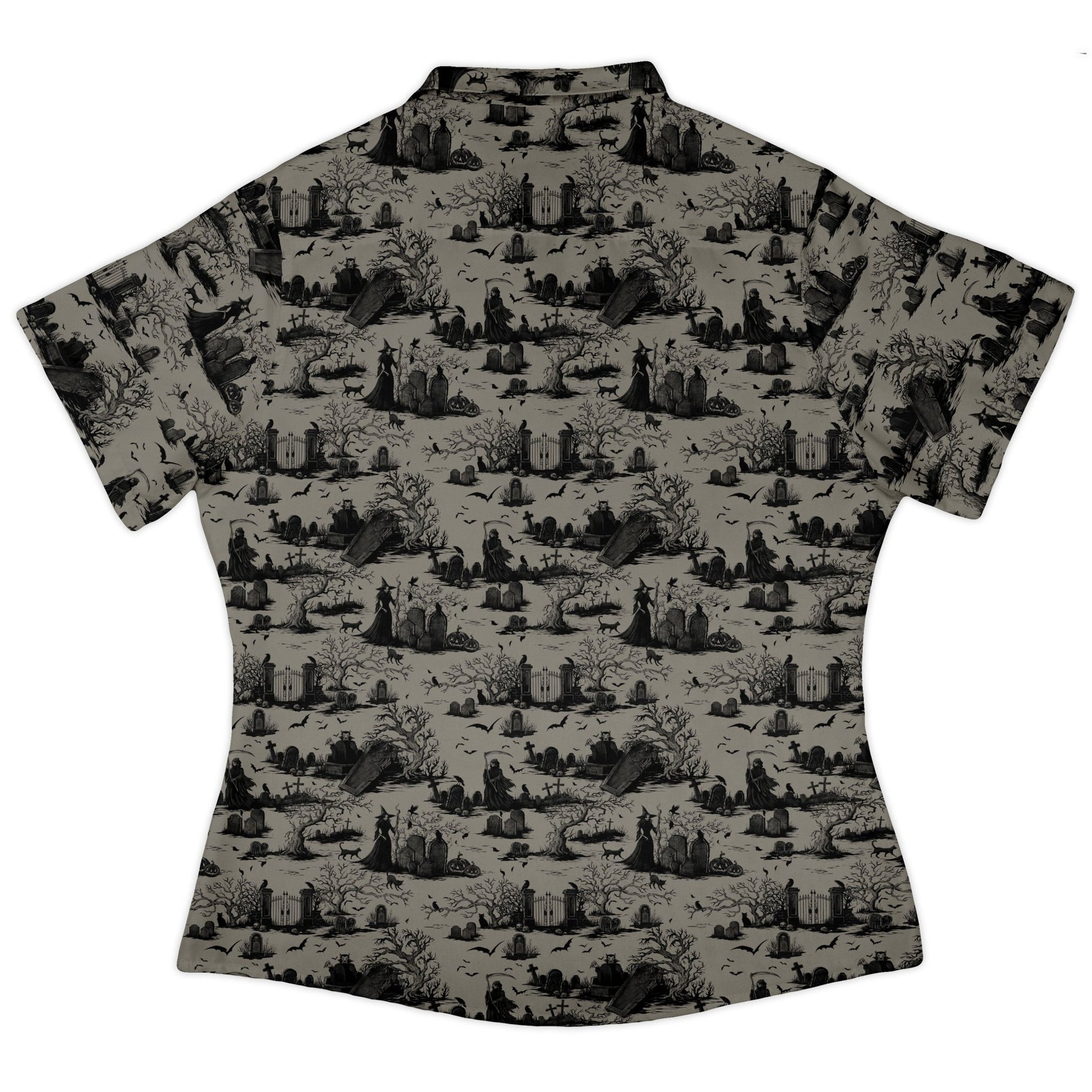 Huanted Graveyard Dark Curvy Button Up Shirt Geek Nerd 0925 All Adult Button Up Shirts Design by Episodic