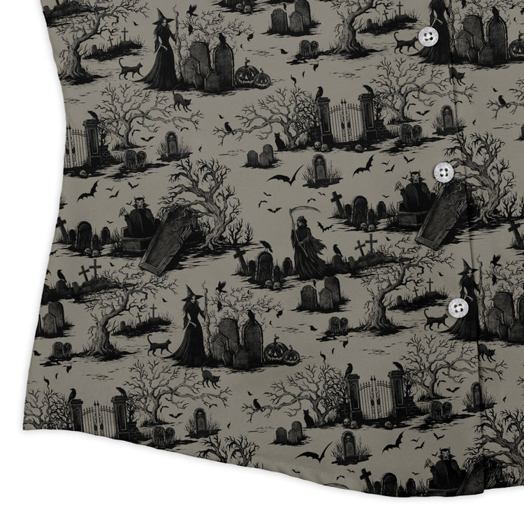 Huanted Graveyard Dark Curvy Button Up Shirt Geek Nerd 0925 All Adult Button Up Shirts Design by Episodic