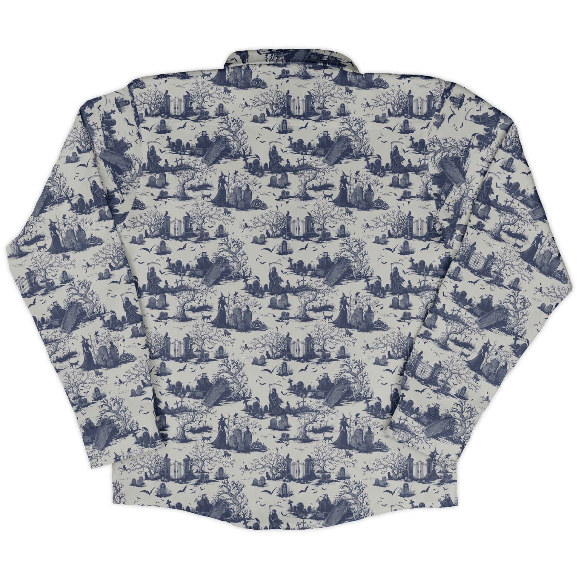 Huanted Graveyard Light Long Sleeve Button Up Shirt Geek Nerd 0925 adult sizing All Adult Button Up Shirts