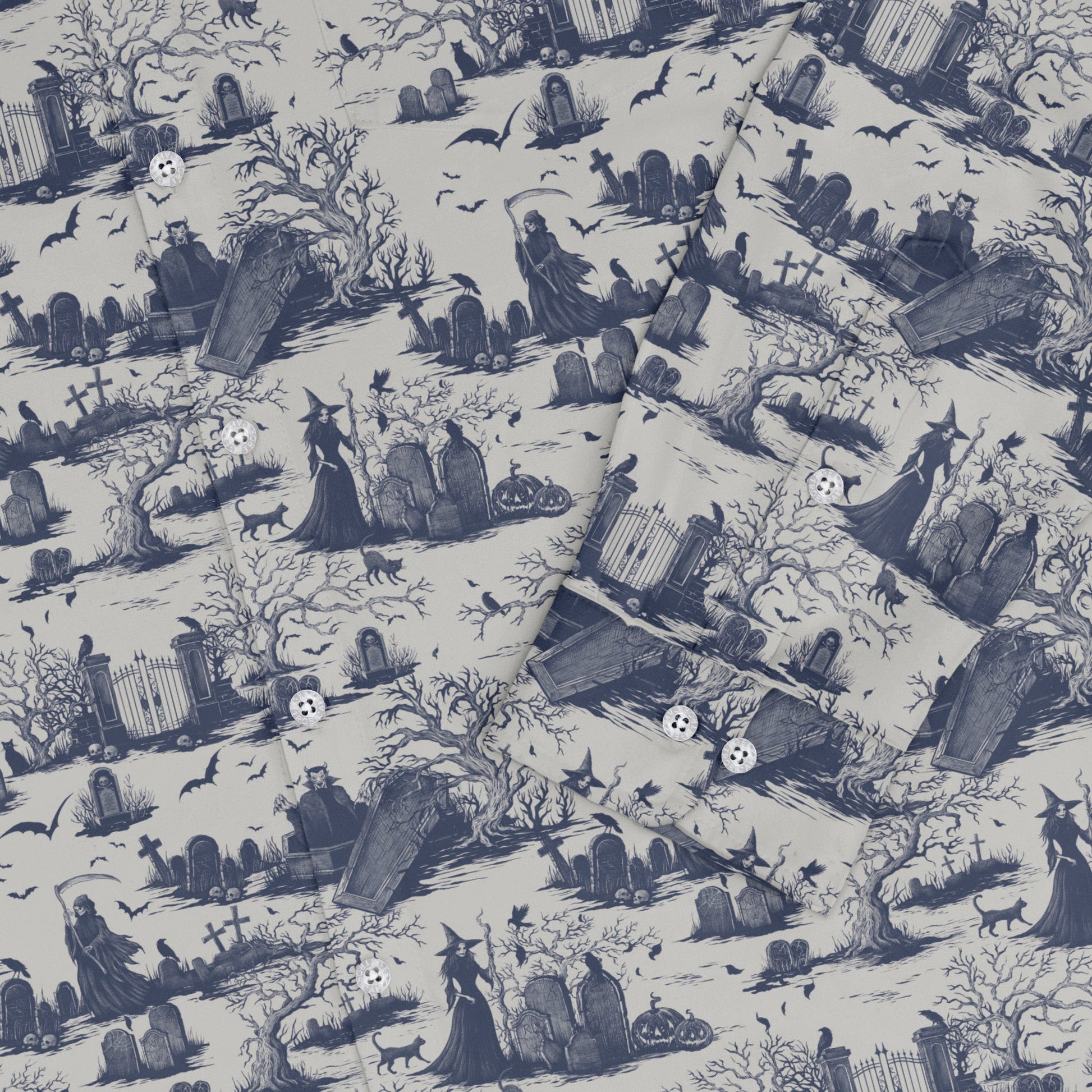 Huanted Graveyard Light Long Sleeve Button Up Shirt Geek Nerd 0925 adult sizing All Adult Button Up Shirts