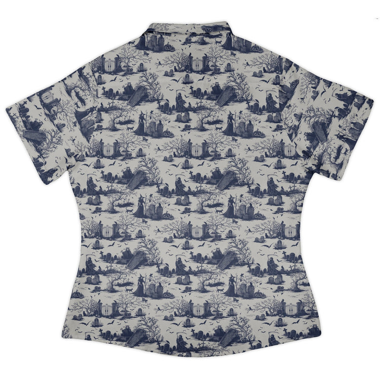 Huanted Graveyard Light Curvy Button Up Shirt Geek Nerd 0925 All Adult Button Up Shirts Design by Episodic