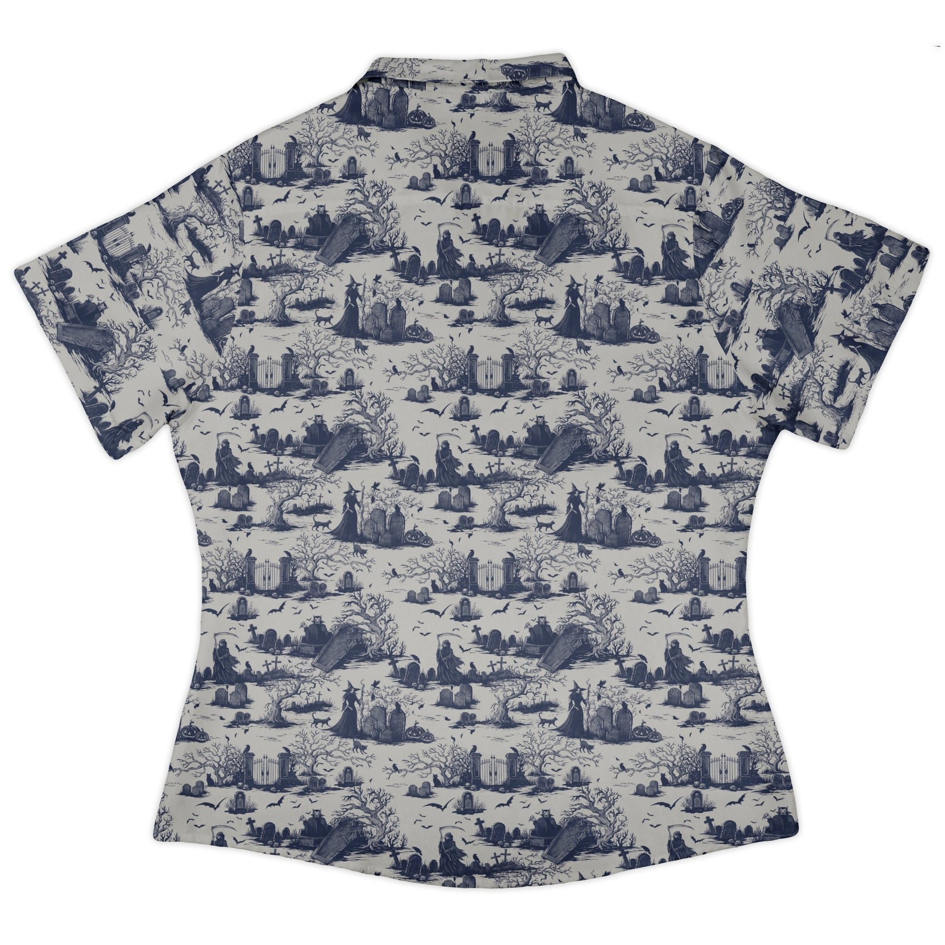 Huanted Graveyard Light Curvy Button Up Shirt Geek Nerd 0925 All Adult Button Up Shirts Design by Episodic